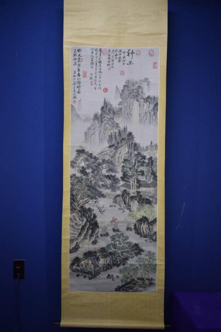 不詳/作者不詳/山水人物画賛/降雪山水/人物/馬/中国画/布袋屋掛軸HK-51