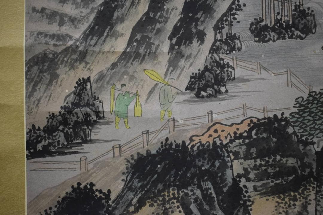 不詳/作者不詳/山水人物画賛/降雪山水/人物/馬/中国画/布袋屋掛軸HK-51