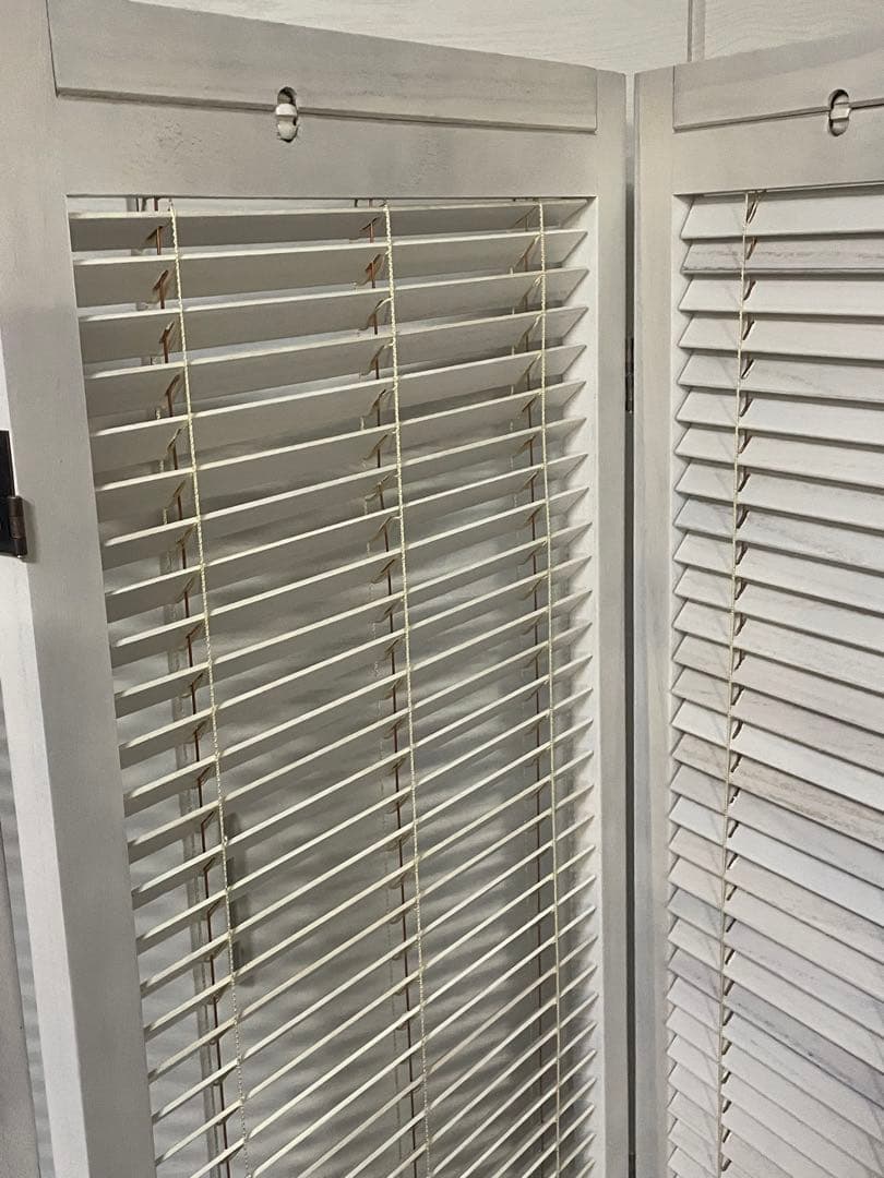 北欧レトロ 木製フレーム 4連 ブラインドパーティション パーテーション 衝立