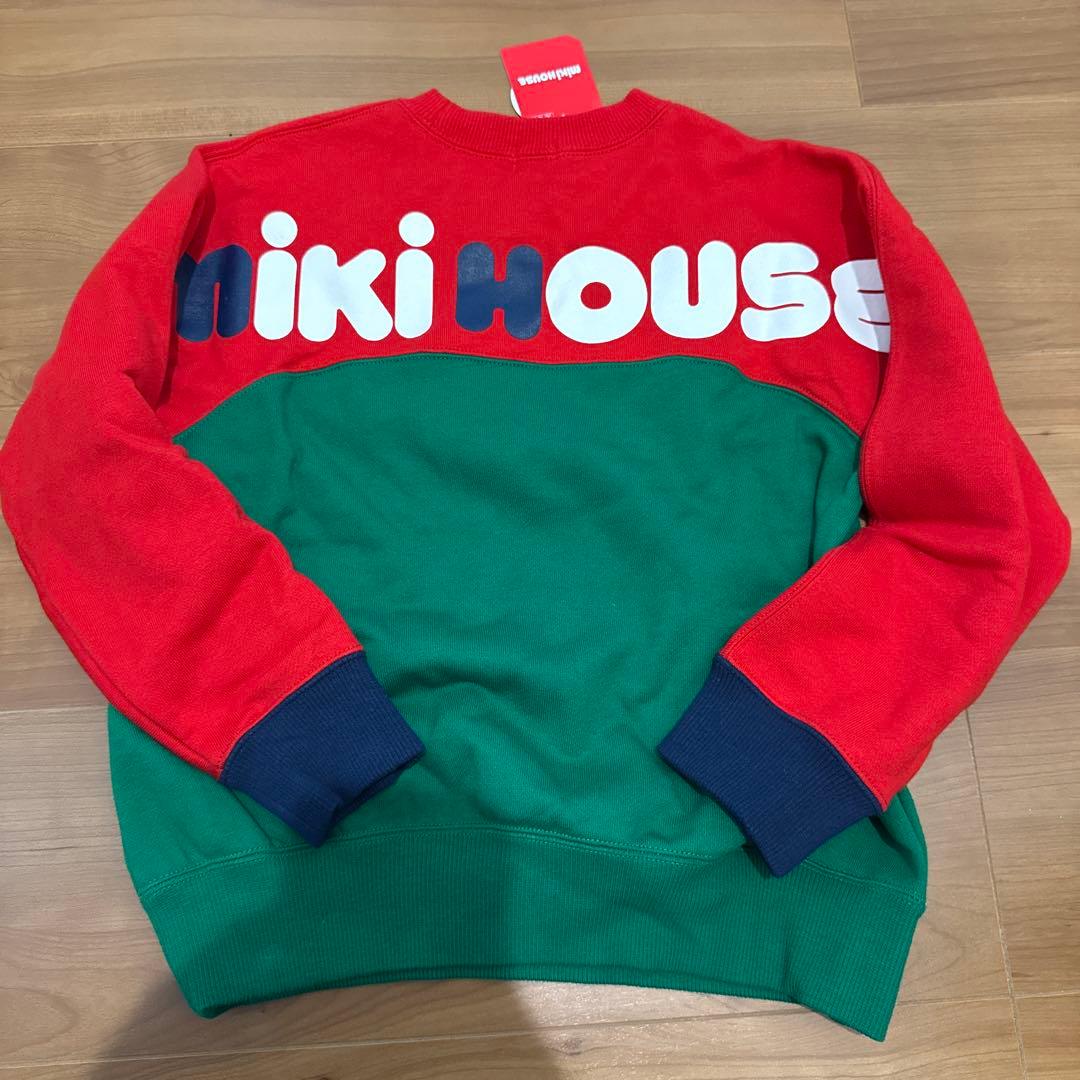 ミキハウス バックロゴ　トレーナー 肘当て　120 日本製