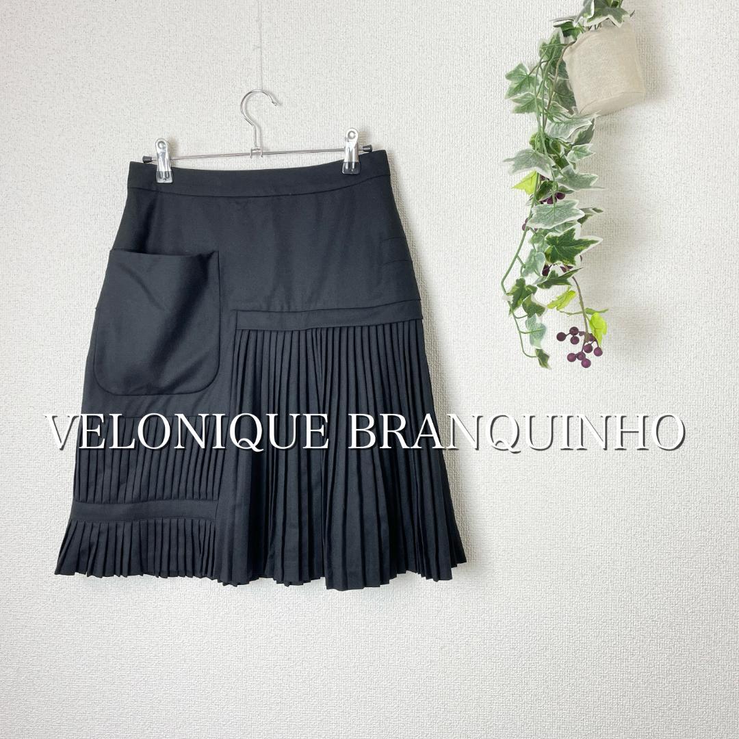 VERONIQUE BRANQUINHO 切り替え プリーツ スカート ウール
