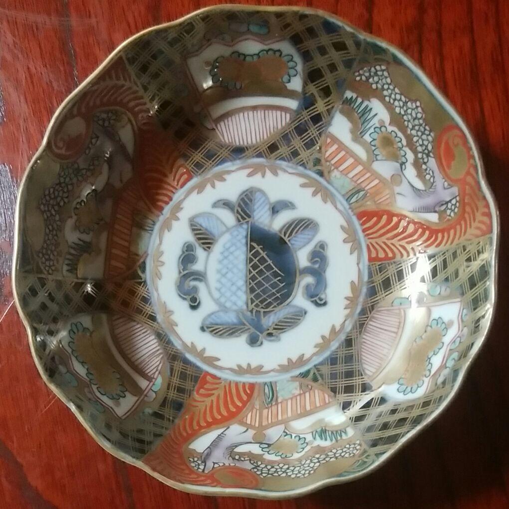 149  明治時代　伊万里焼　色絵金採　膾皿5客