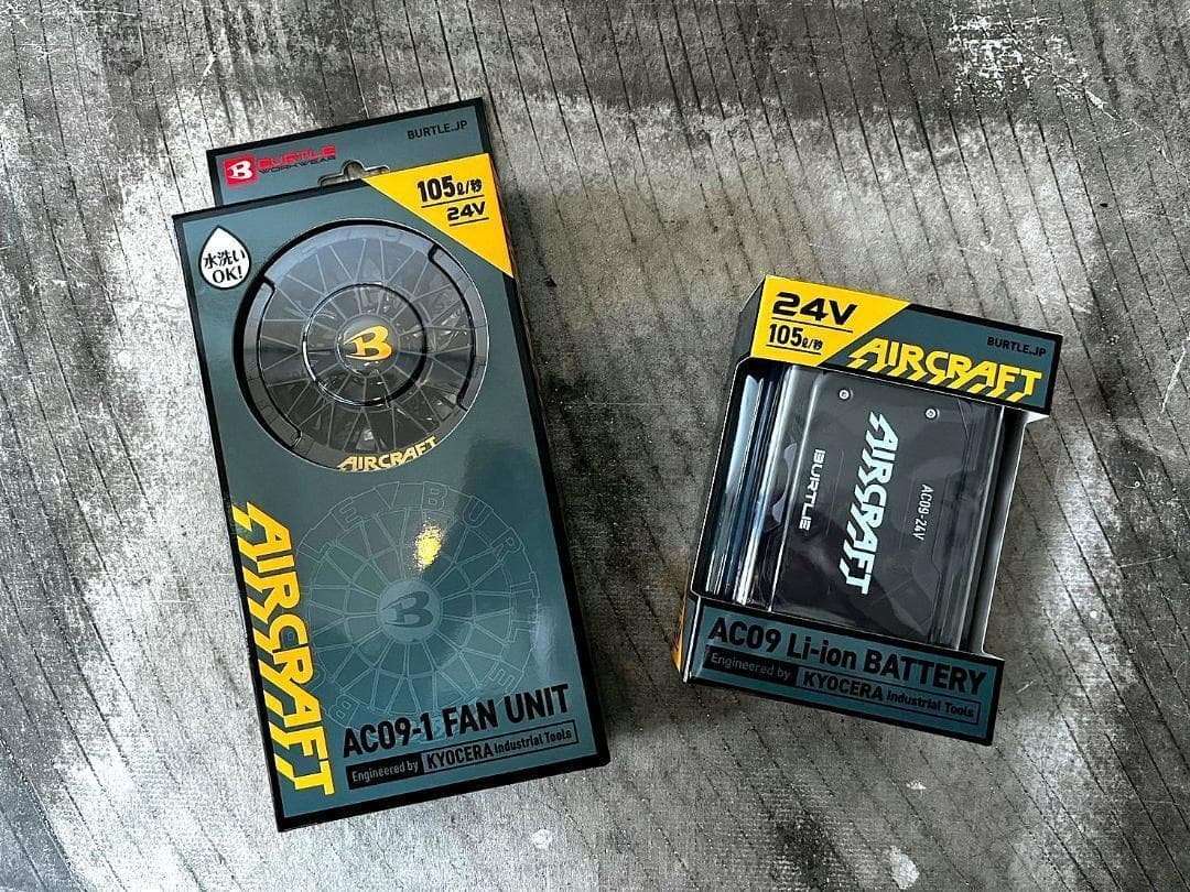 最新24V 新品 バートル AC09 ファンバッテリーセット 空調服用 黒