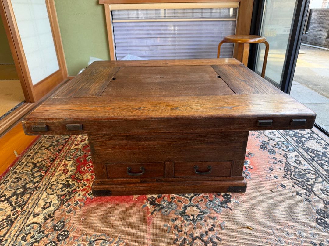 天然木 無垢材 囲炉裏 座卓 火鉢 ローテーブル ちゃぶ台 座敷机 和家具 灰有