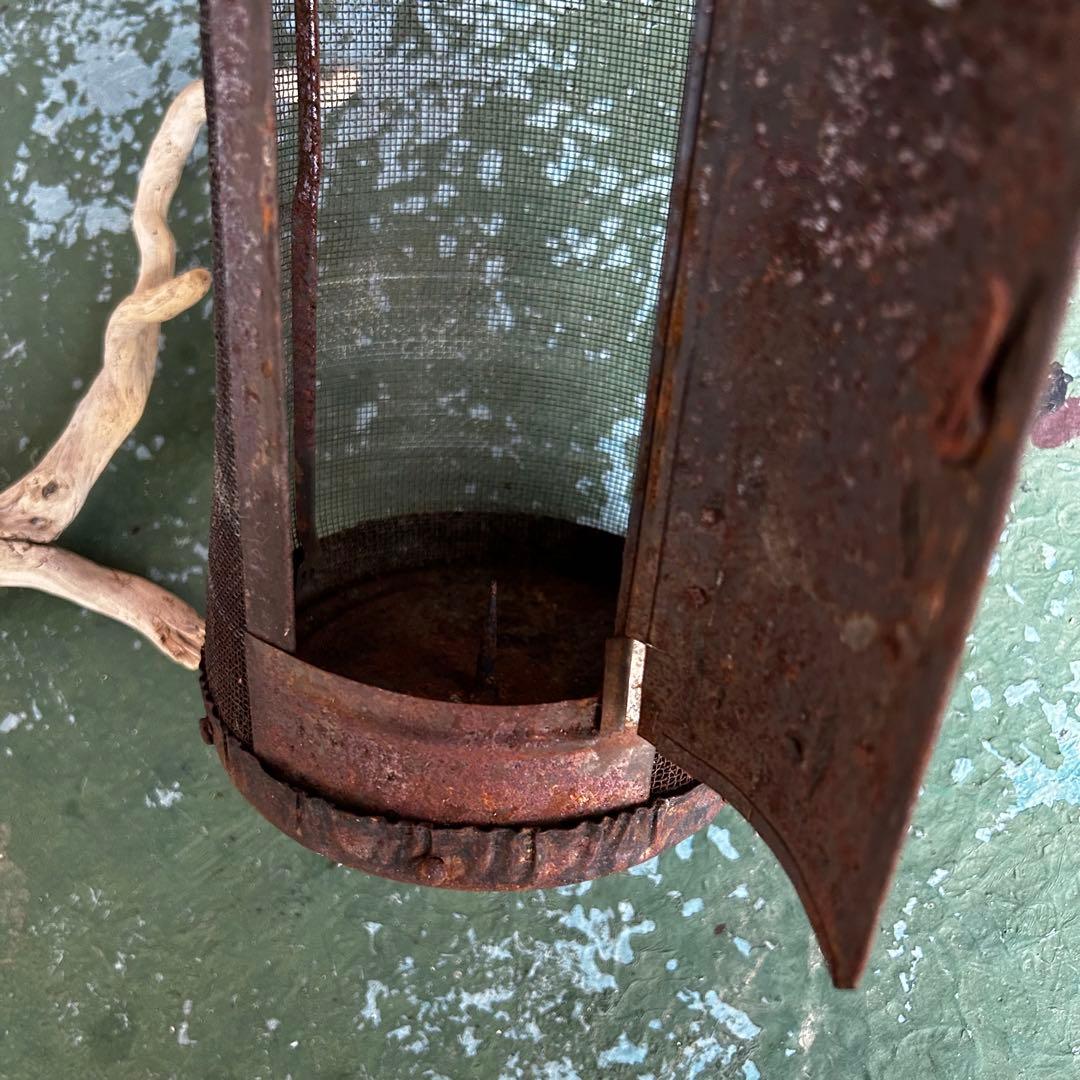 ヴィンテージ ◆ 吊り行灯 ランタン ◆ アイアン 蝋燭立て 燈篭 蔵行灯