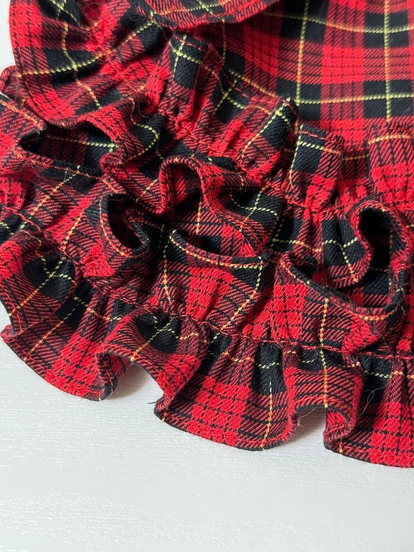 犬服ハンドメイド　タータンワンピ