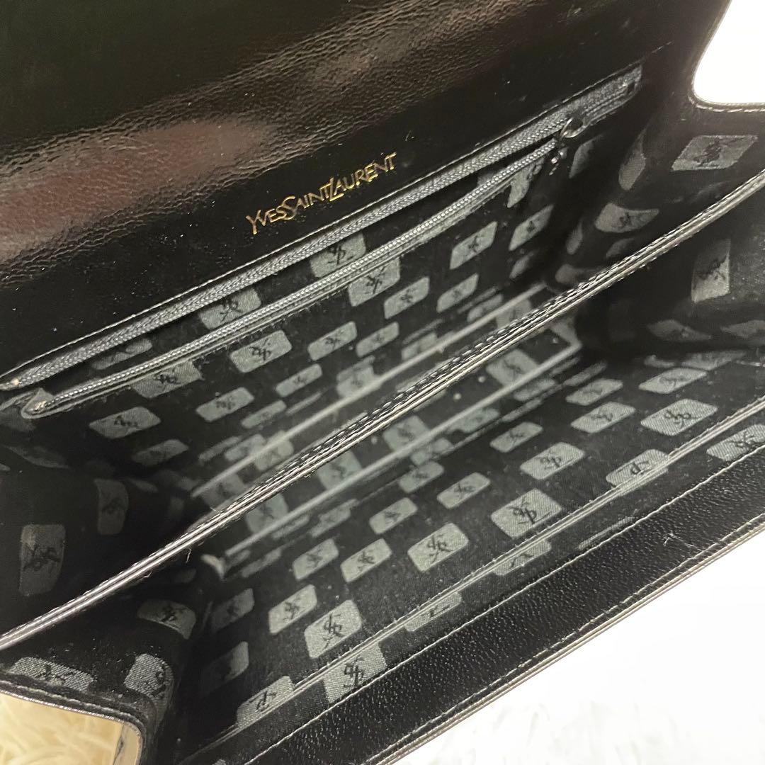 美品 YSL イヴサンローラン リザード レザー ハンドバッグ カサンドラロゴ