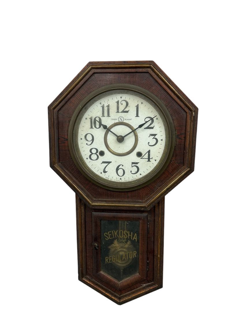 美品 精工舎 頭大丸尾長 ゼンマイ 振り子 掛け時計 アンティーク 古時計