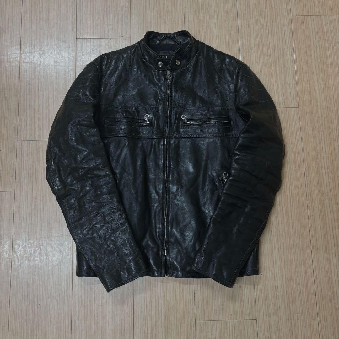 Schott ブラック レザー シングルライダースジャケット