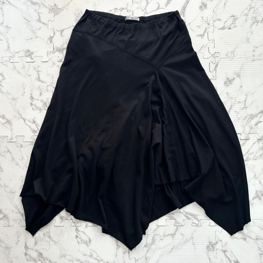 美品✨イッセイミヤケ 変形 アシンメトリー スカート コットン ブラック 3