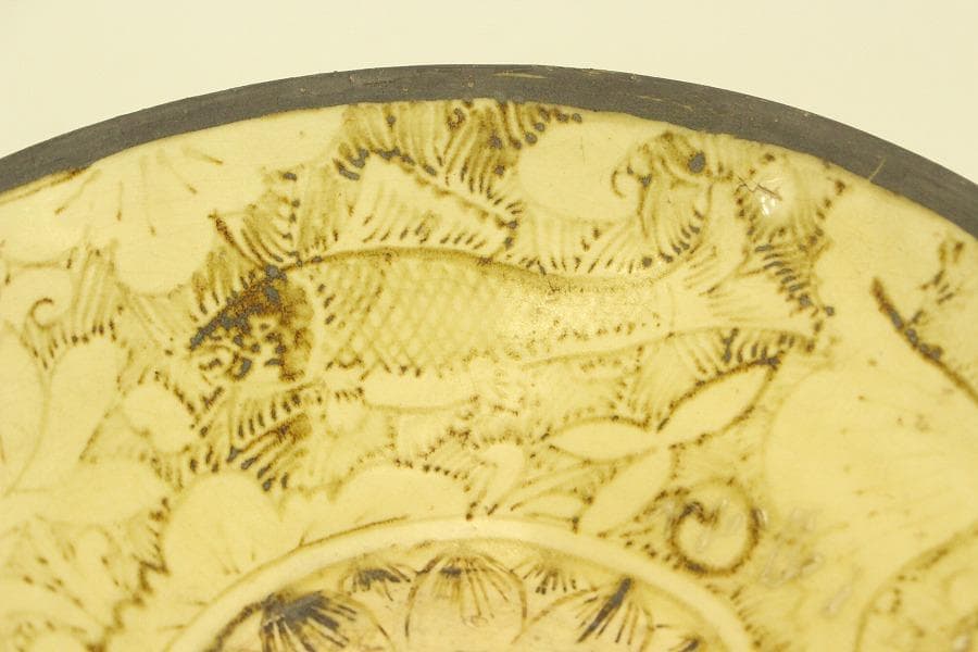 中国美術 蓮花魚紋 碗 古美術(LC998)