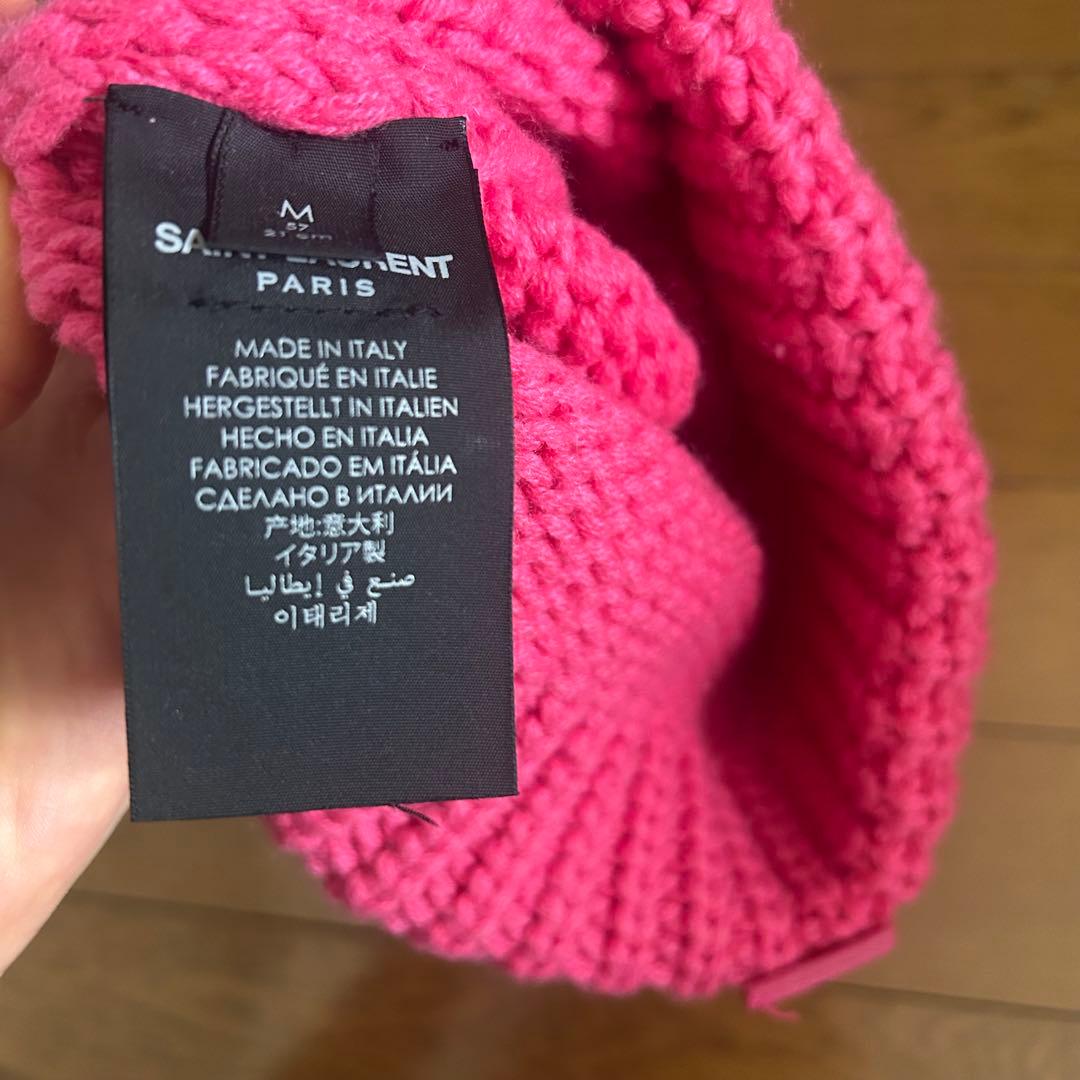 SAINT LAURENT サンローラン　ビーニー ピンクニット帽