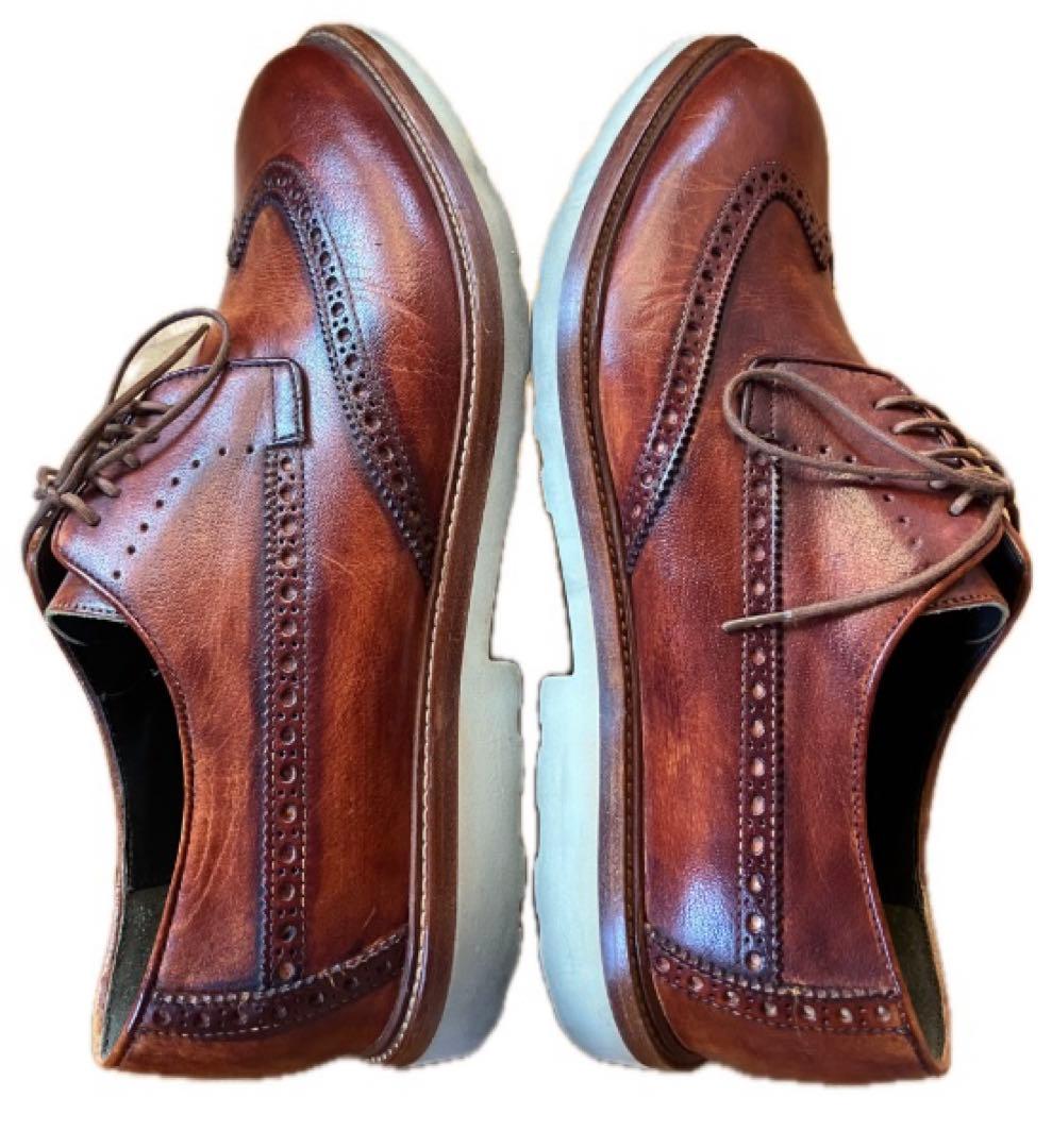 【極美品】ヒューゴボス ウィングチップ レザーシューズ サイズ45 30.0cm