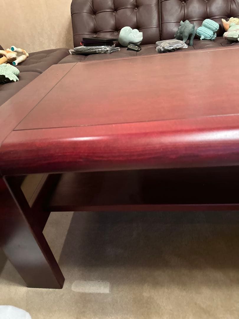 【お値下げ！超美品！たのメル便で発送】カリモク　木製ダークブラウン座卓 収納付き