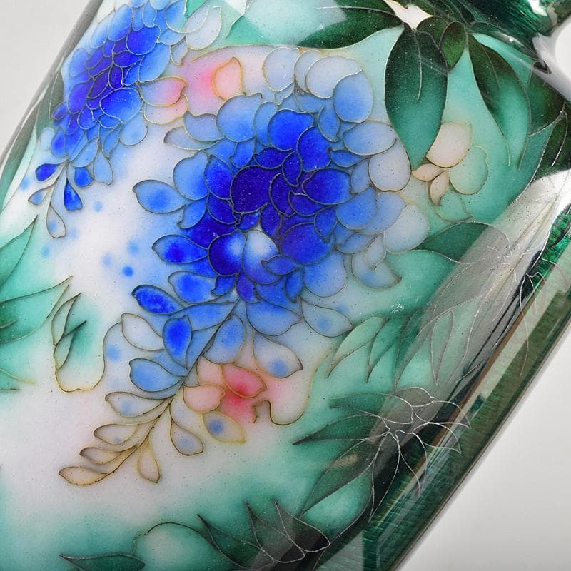 七宝焼　安藤七宝店　透釉　藤文　花瓶　M　R9142