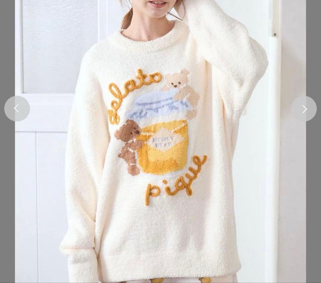 【美品】ジェラートピケ ベビモコはちみつベアジャガードプルオーバー
