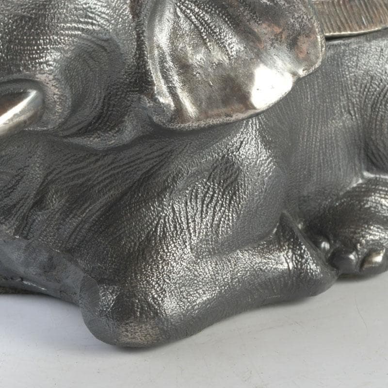 あんちん製　合金　象に人物　インク壷　蓋物　V　9307