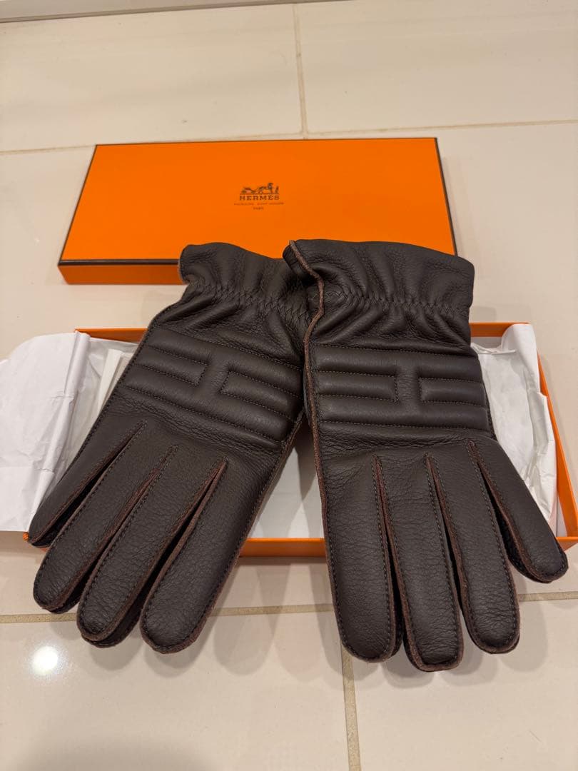 あんしん鑑定利用 新品 エルメス メンズ グローブ