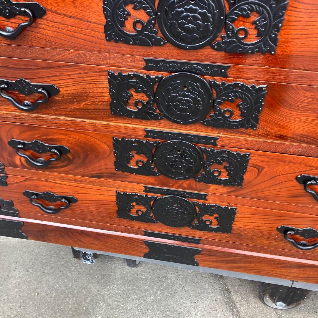 仙台箪笥 伊達箪笥 漆塗り 6段13杯 引き出し 和箪笥 帳場箪笥 サイドボード