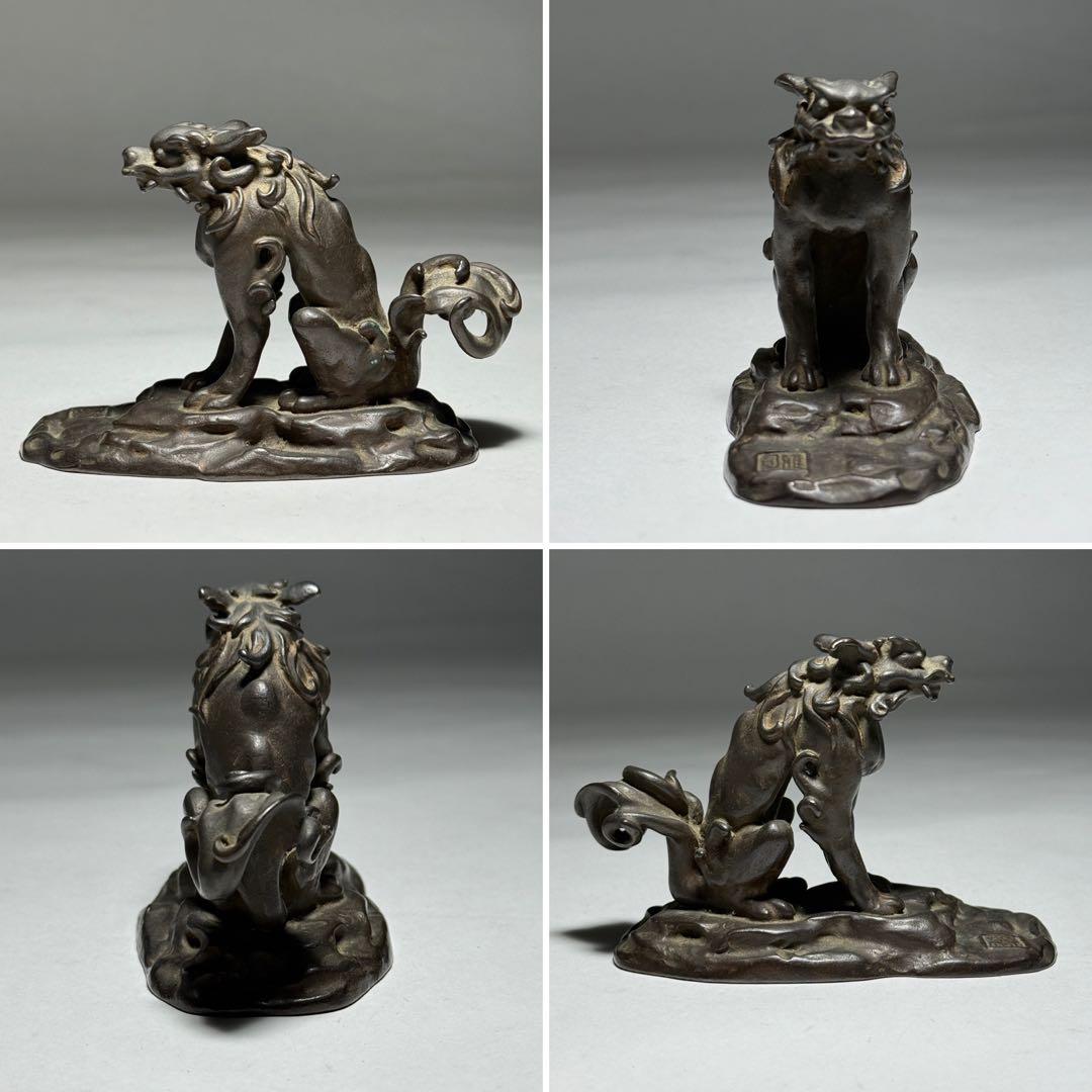 ◆ 銅獅子置物 【名取川雅司】作 斗鎮 文鎮 高岡銅器 ブロンズ 書道具 未使用