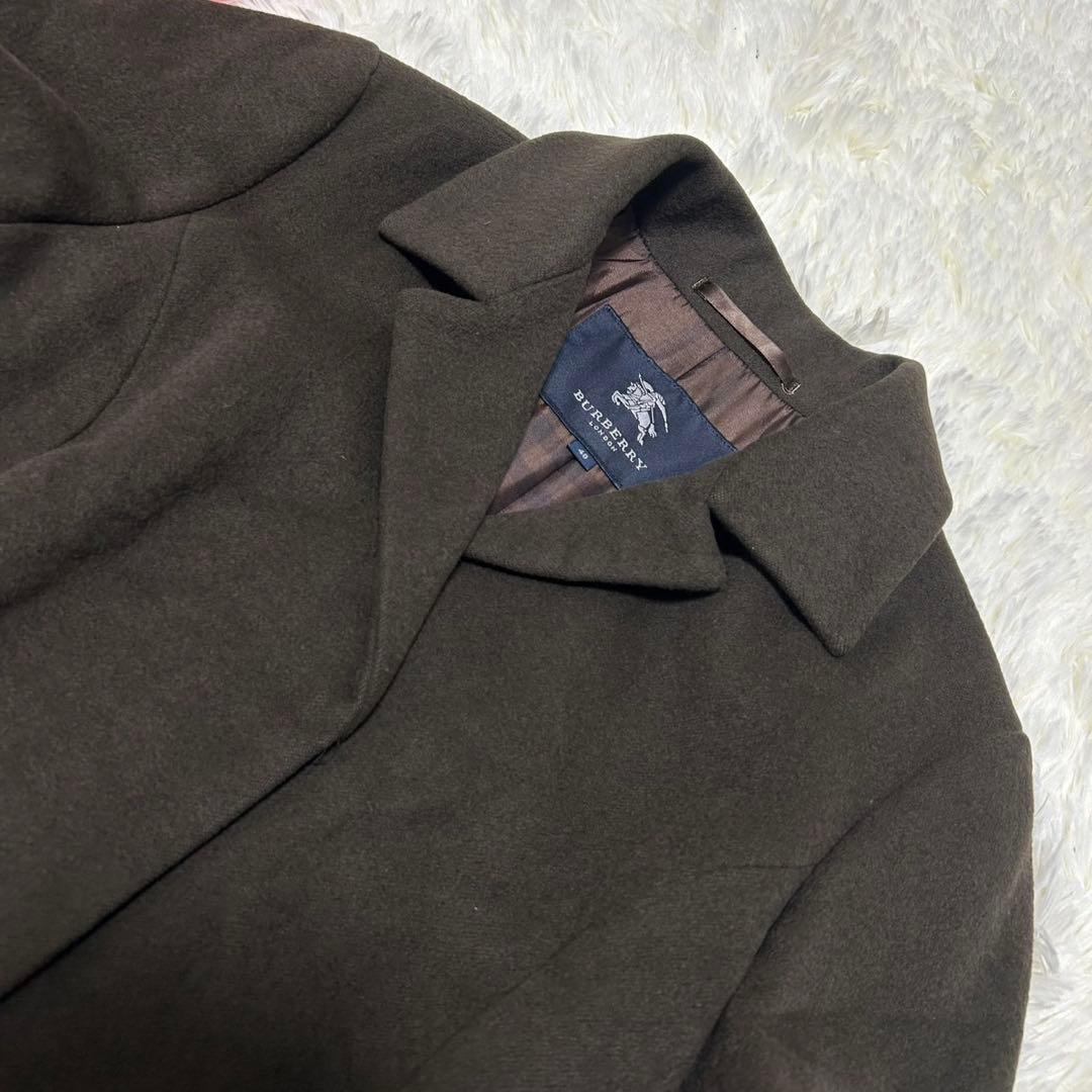【美品/L】バーバリーロンドン チェスターコート アンゴラ混 Aライン ノバ 茶