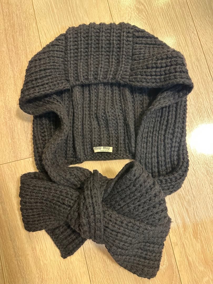 本日価格　 miu miu ニット帽 ブラック　マフラー
