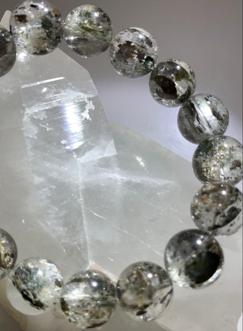 ★かな様★ ①★最高品質★超激レアグリーンマイカinクォーツ　ブレスレット