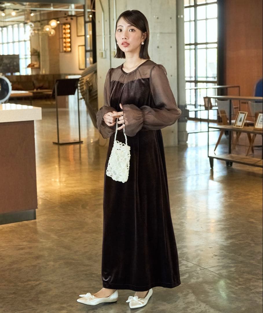 FREAK'S STORE ブラウン 長袖 ロングワンピース