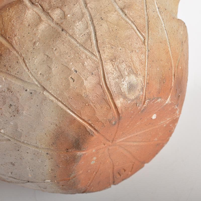 煎茶道具　備前焼　明光窯　蟹摘蓮葉　宝瓶　急須　共箱　D　R6073