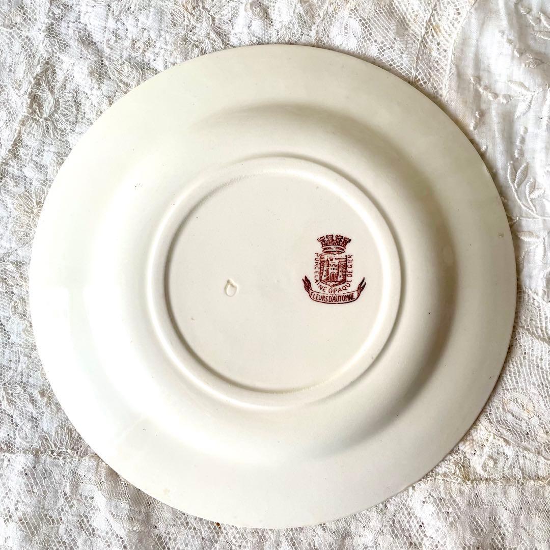 ジアンGien 秋の花フルールドトンヌ　デザートプレート3枚フランスアンティーク