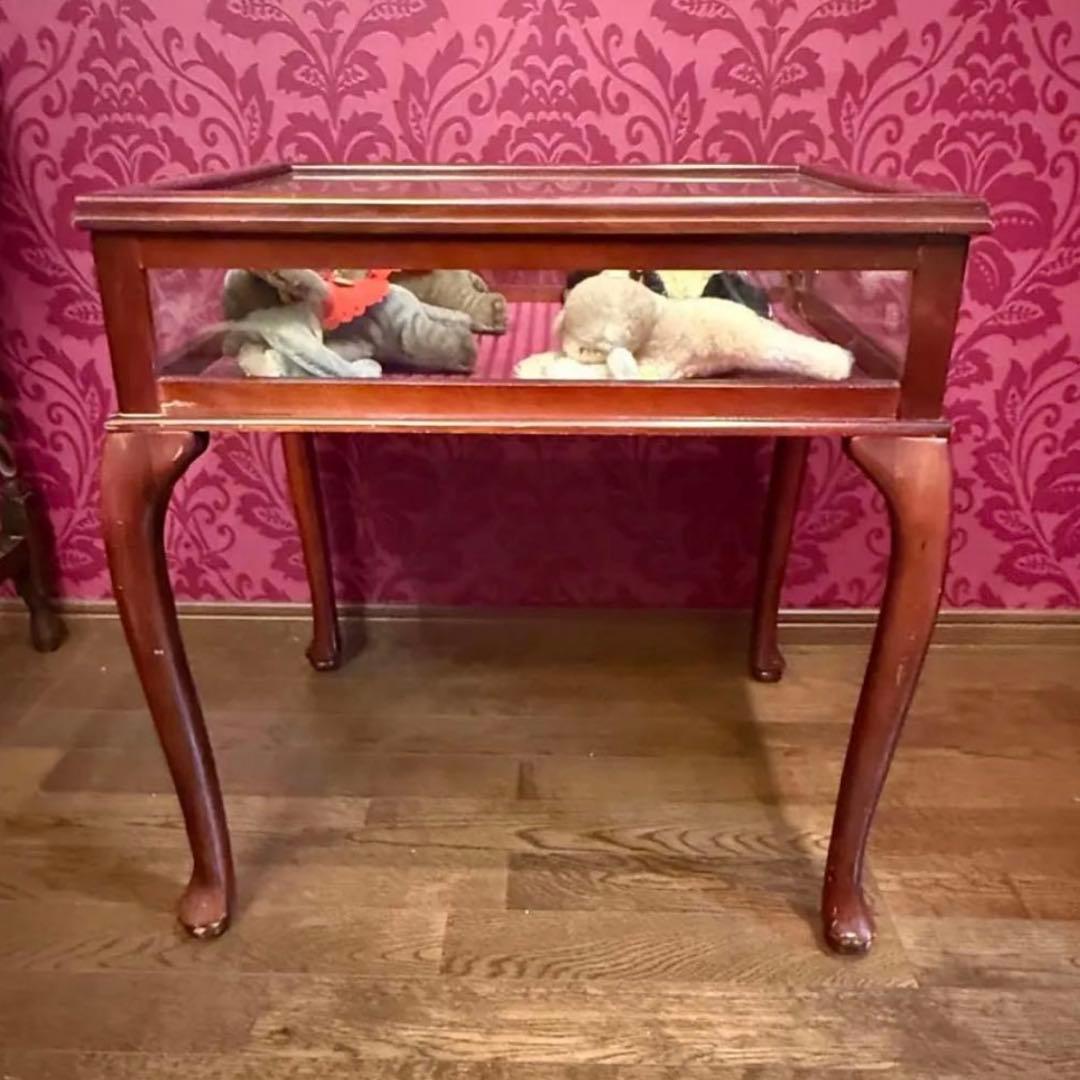 処分価格　木製　ガラス蓋付　ディスプレイテーブル　キャビネット　ショーケース