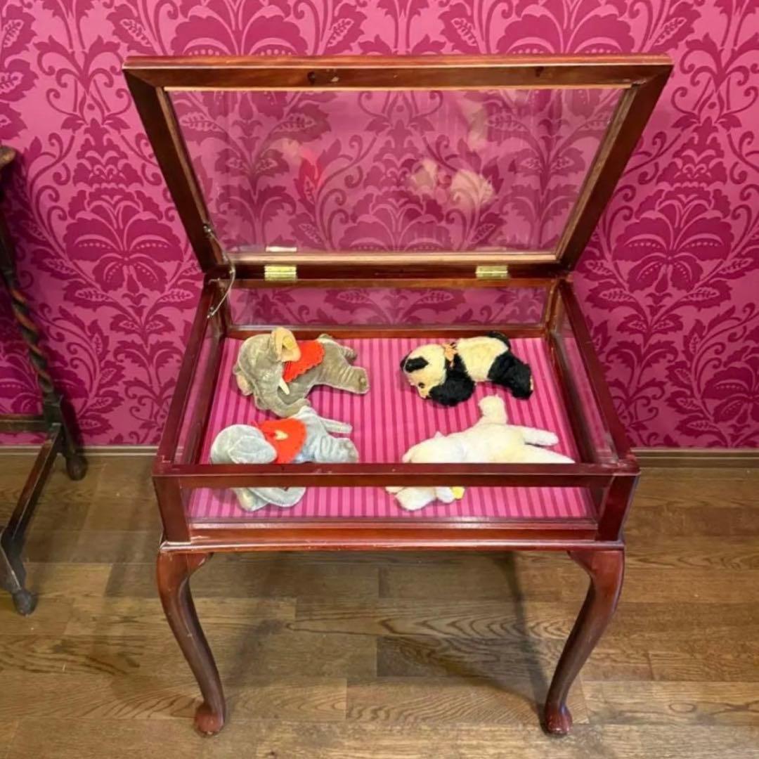 処分価格　木製　ガラス蓋付　ディスプレイテーブル　キャビネット　ショーケース