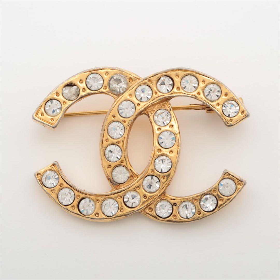 【週末値下げ】シャネル ココマーク ブローチ GPx ラインストーン ゴールド