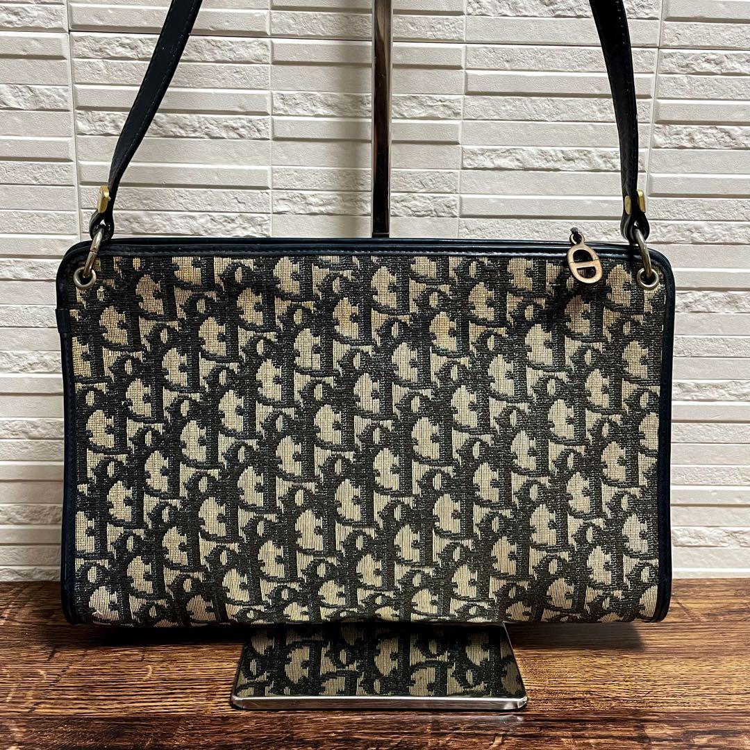 ディオール トロッター キャンバス × レザー ショルダー バッグ ポーチ