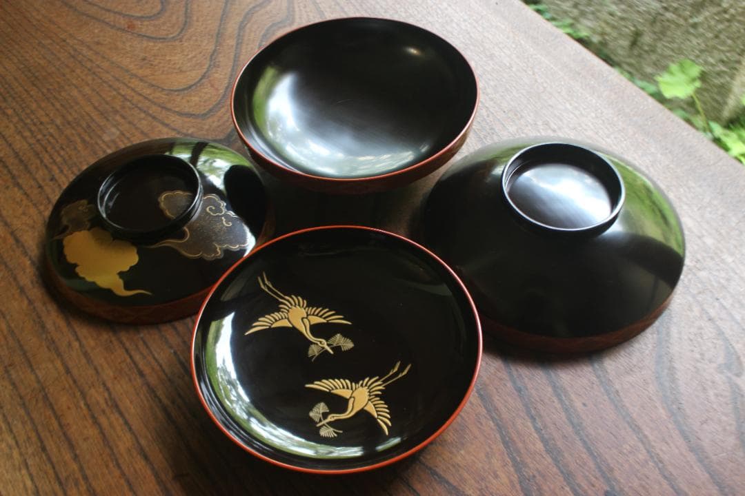 時代逸品！極上七宝文縁に優美な金銀雲蒔絵の映えるお椀2点（検輪島塗蒔絵椀雑煮椀