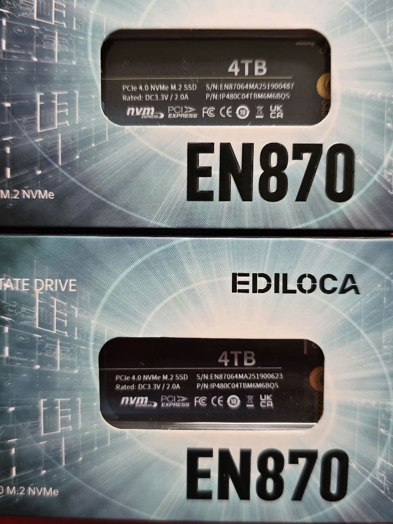 新品2個セット 4TB SDD EDILOCA EN870
