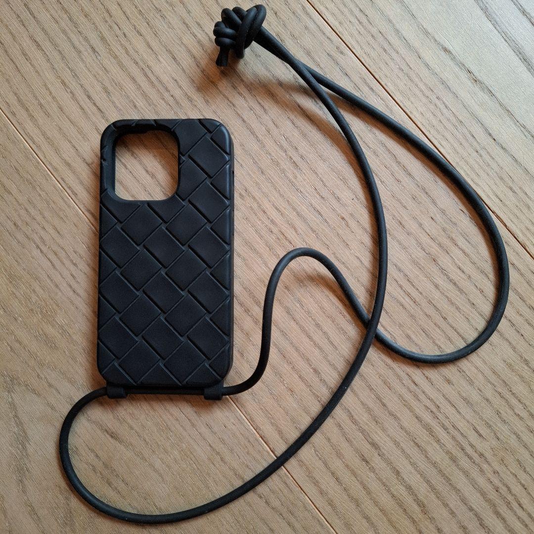 Bottega Veneta ブラック iPhoneケース ストラップ付き