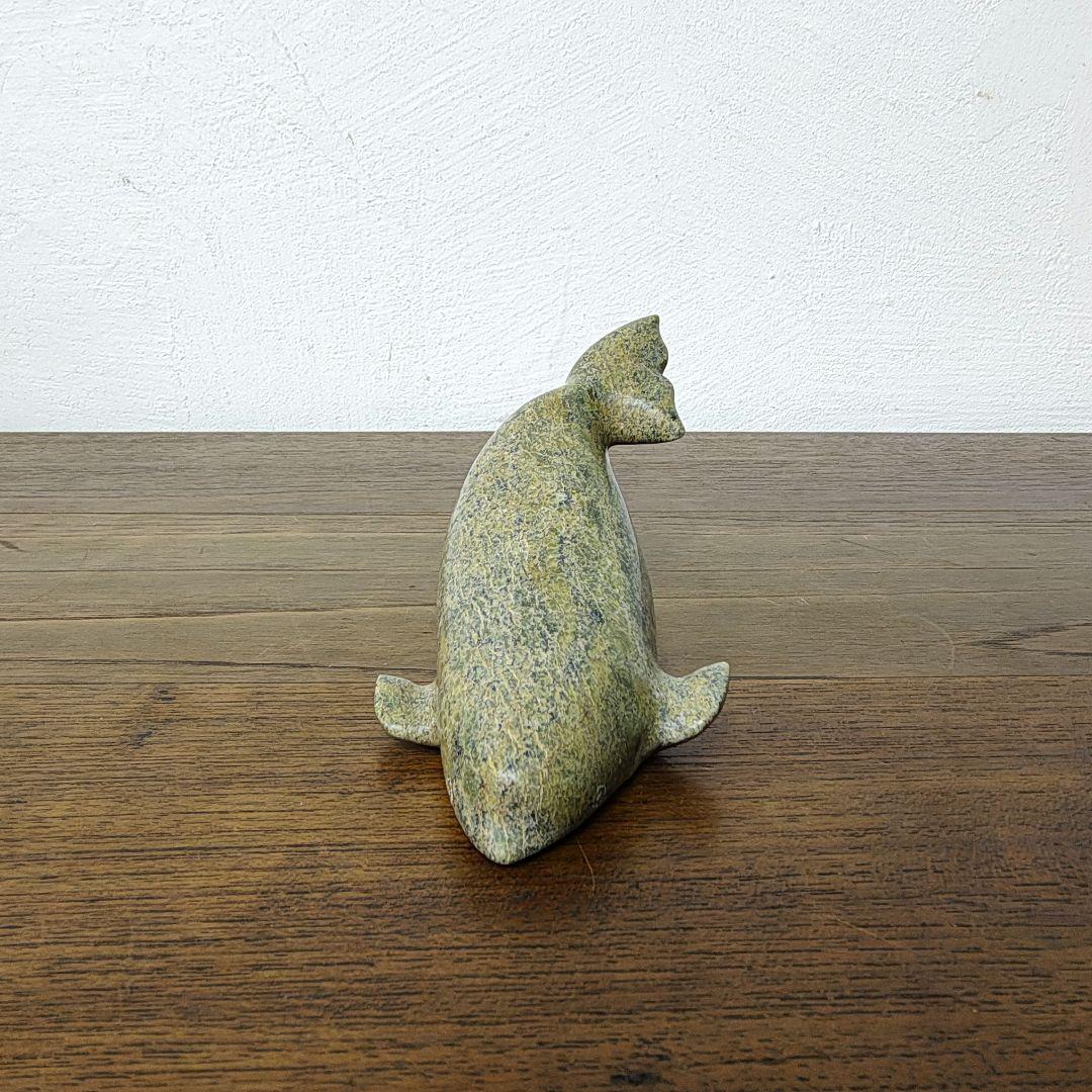 【Napatchie Noah】彫刻 イヌイットアート 石彫 ホエール オブジェ