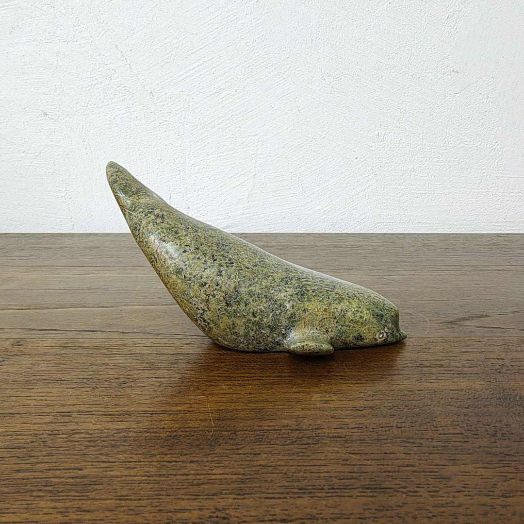 【Napatchie Noah】彫刻 イヌイットアート 石彫 ホエール オブジェ