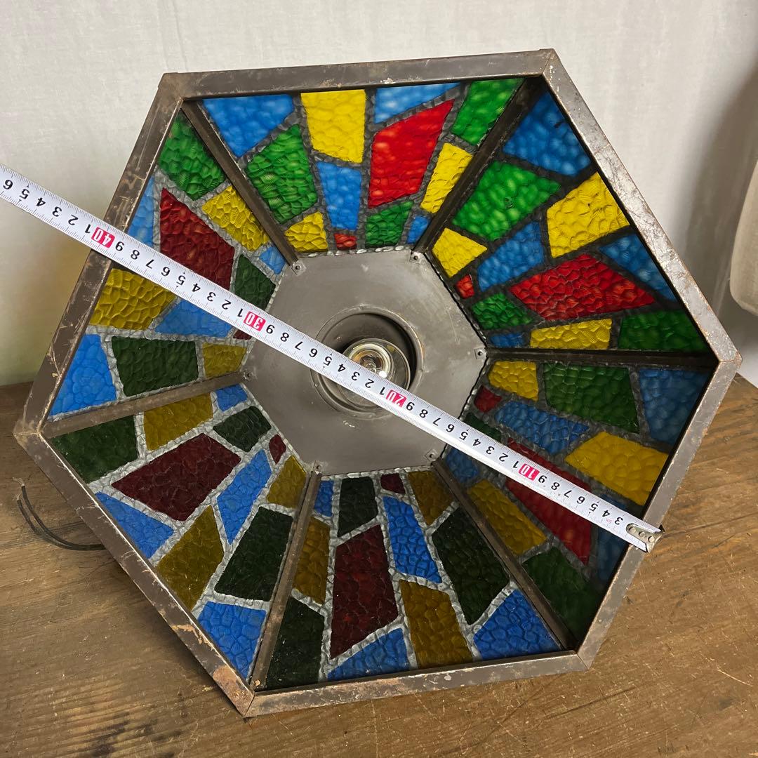 ビンテージ品◾️ステンドグラス調デザイン モザイク柄 天井照明 ペンダントライトB