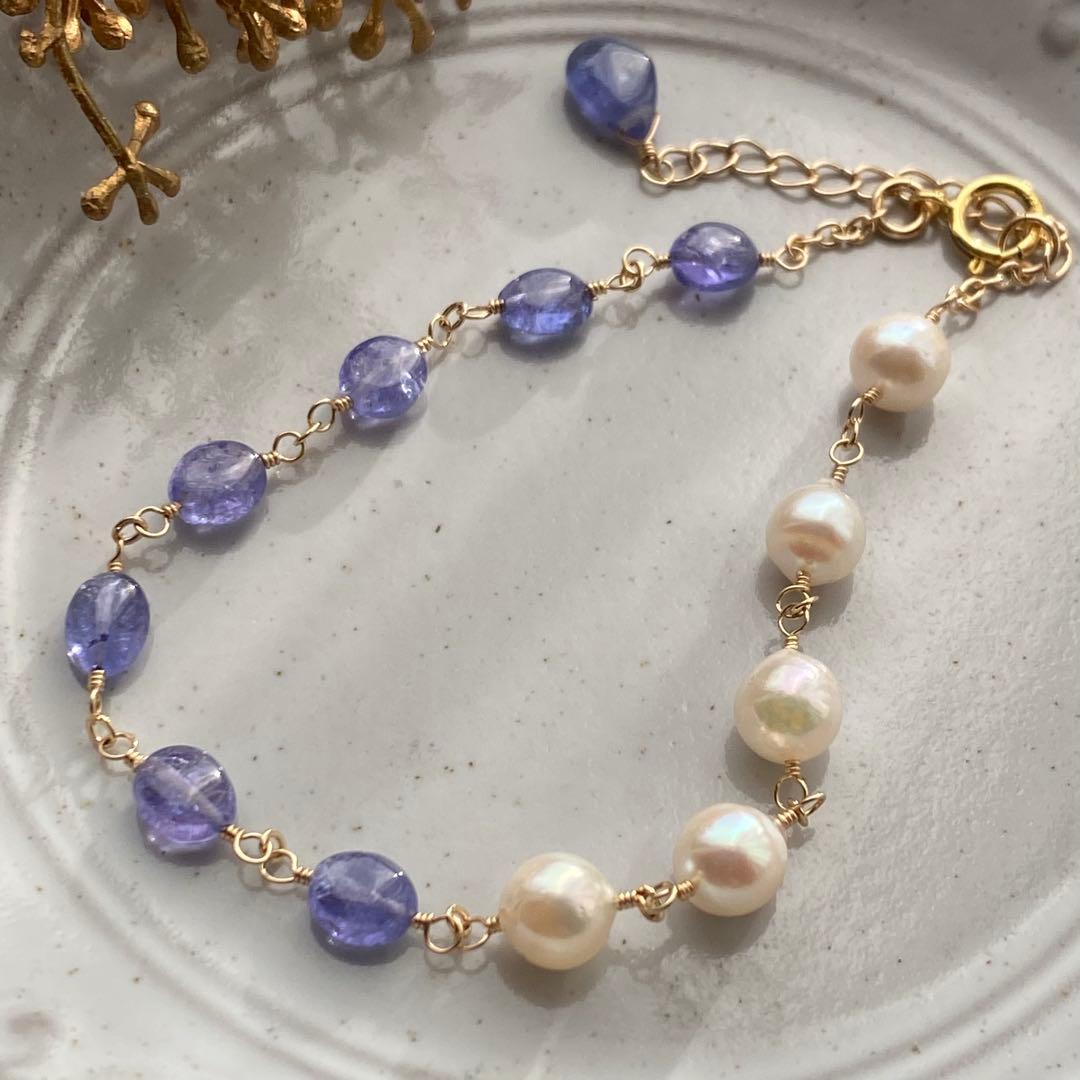 【専用です】タンザナイト＆アコヤ真珠✴︎14kgfブレスレットB176（再販）・他
