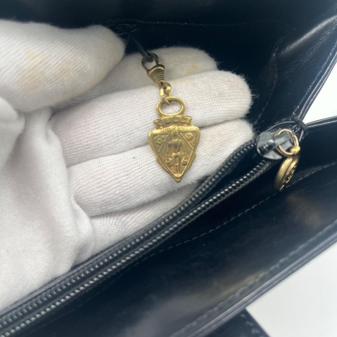 13971✨グッチ ハンドバッグ レザー フラップ 黒 ブラック