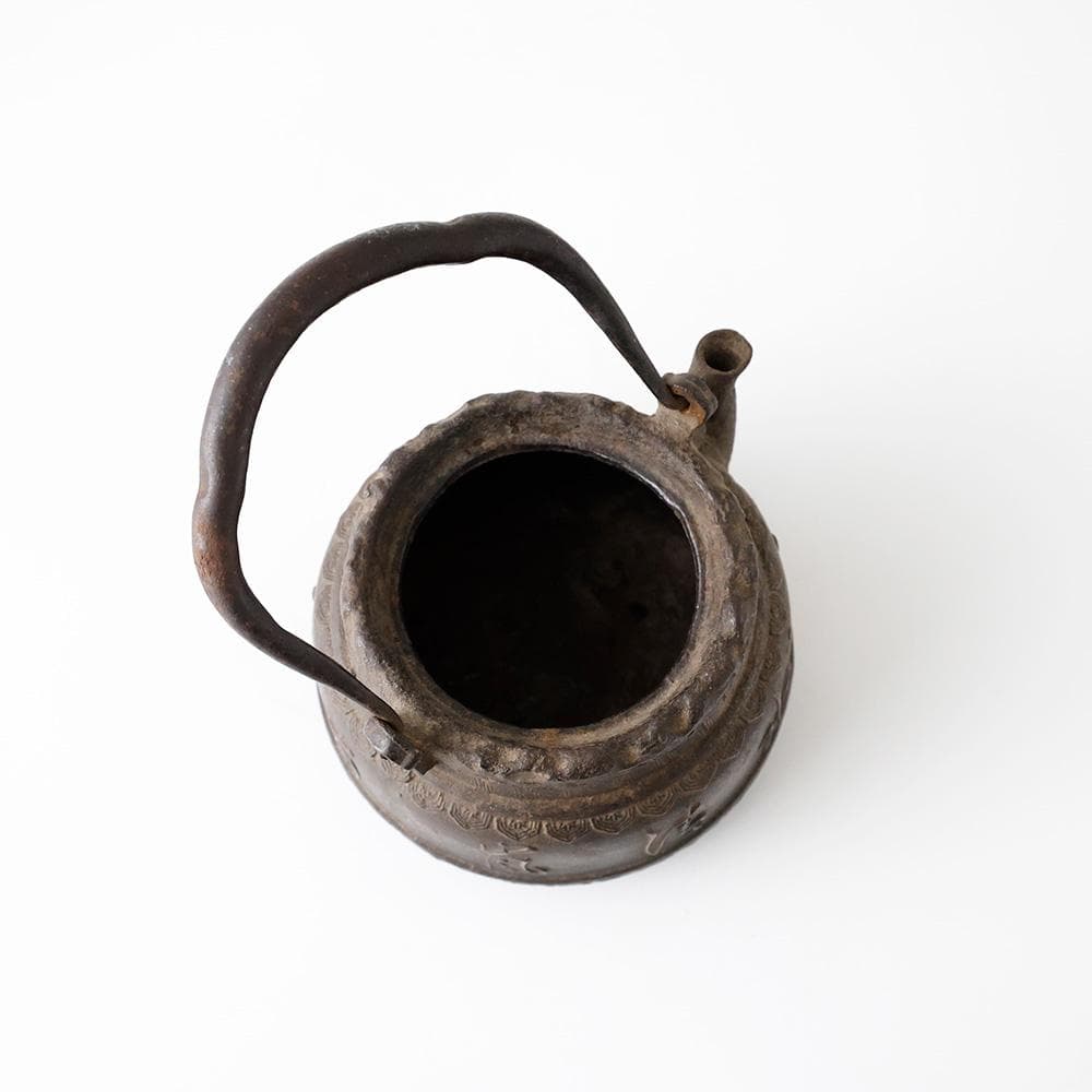 【本物保証】龍文堂造 鉄瓶 『山水清風』 漢詩文 斑紫銅蓋 煎茶道具京鉄瓶時代物