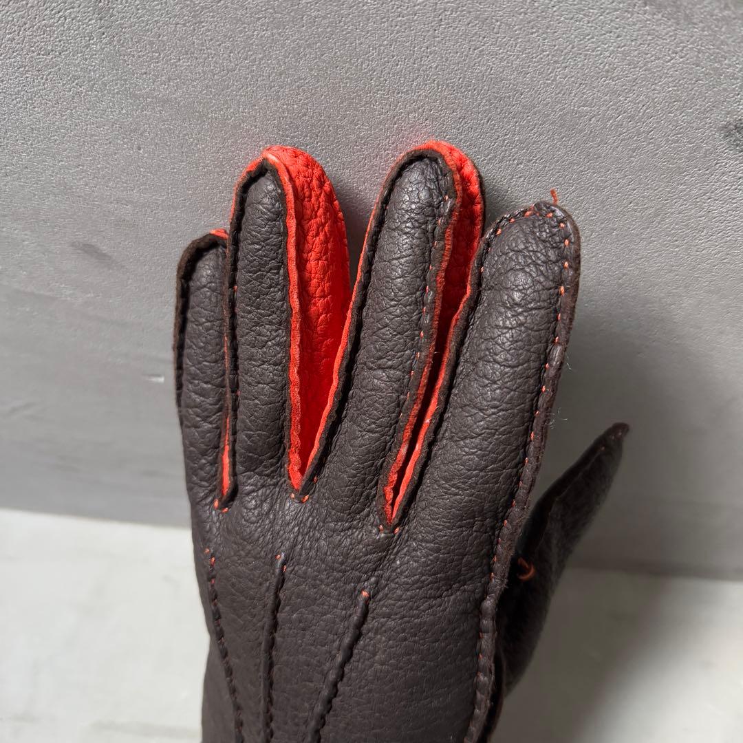 【美品】ペッカリー グローブ カシミヤ バイカラー カリデイ 8 Mサイズ 濃茶