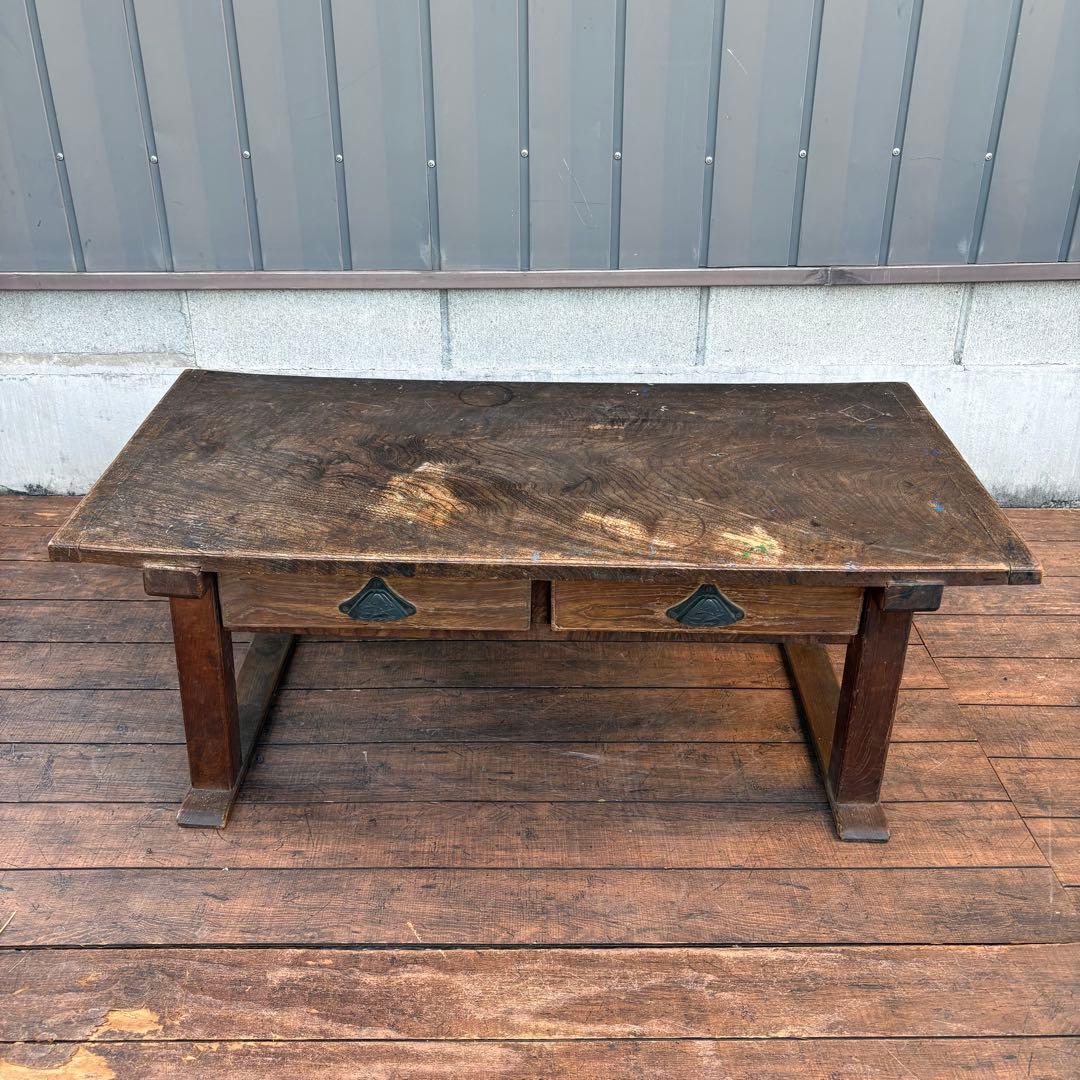 昭和レトロ 古家具 無垢材 木製座卓 引き出し付き ちゃぶ台 文机 お経台 経机