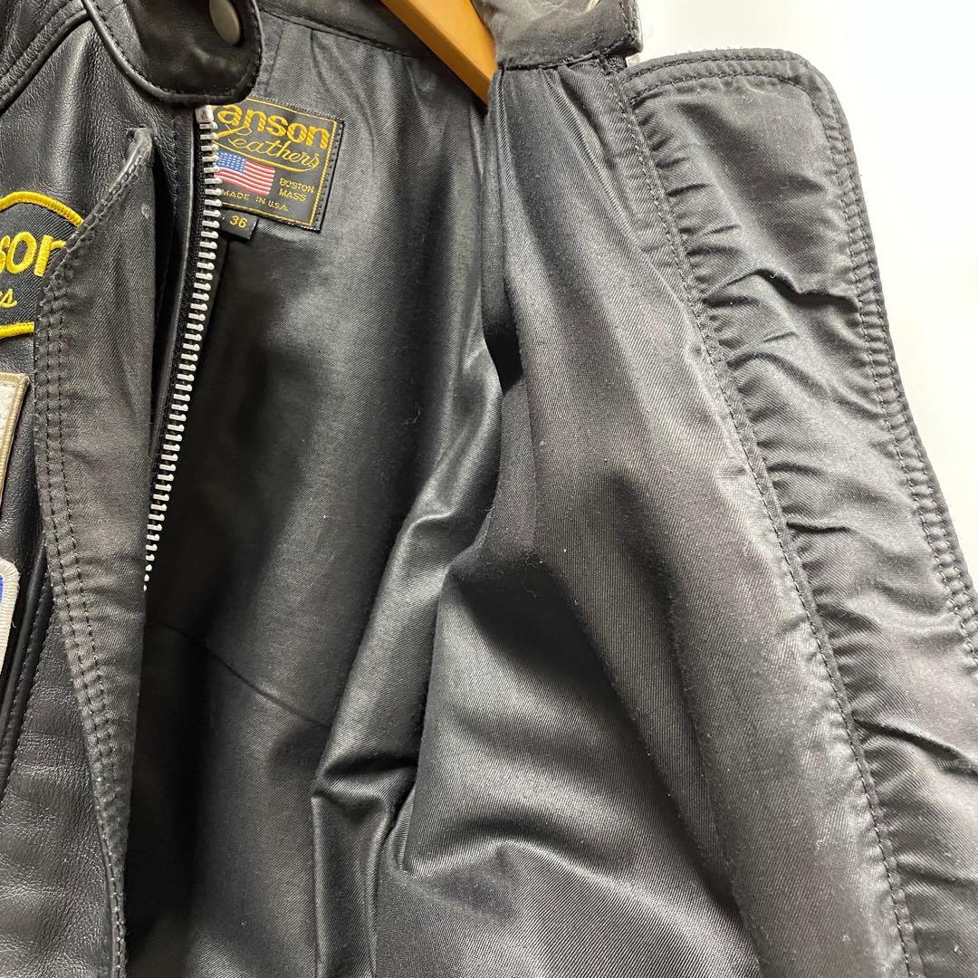 【U62】 訳あり VANSON バンソン レザージャケット 36 ワッペン