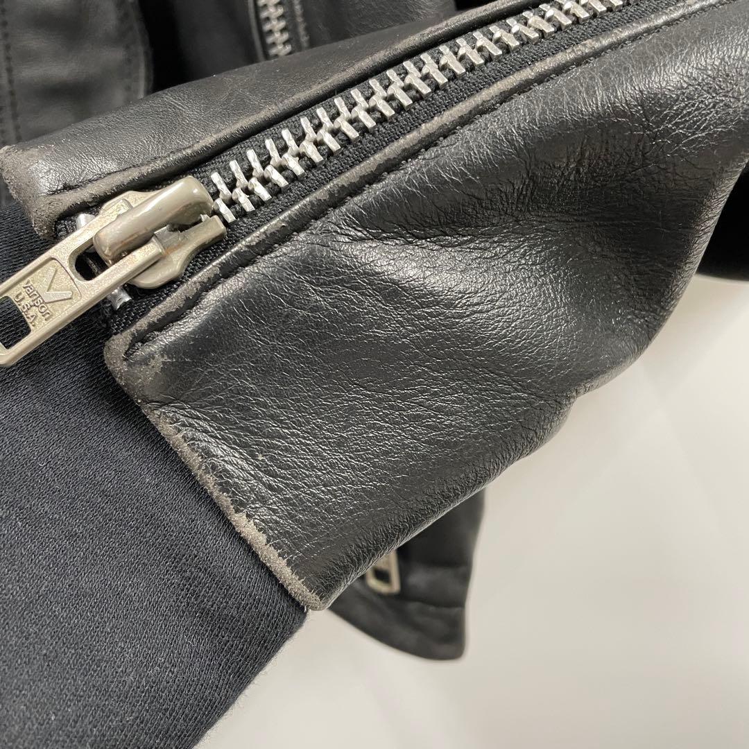 【U62】 訳あり VANSON バンソン レザージャケット 36 ワッペン