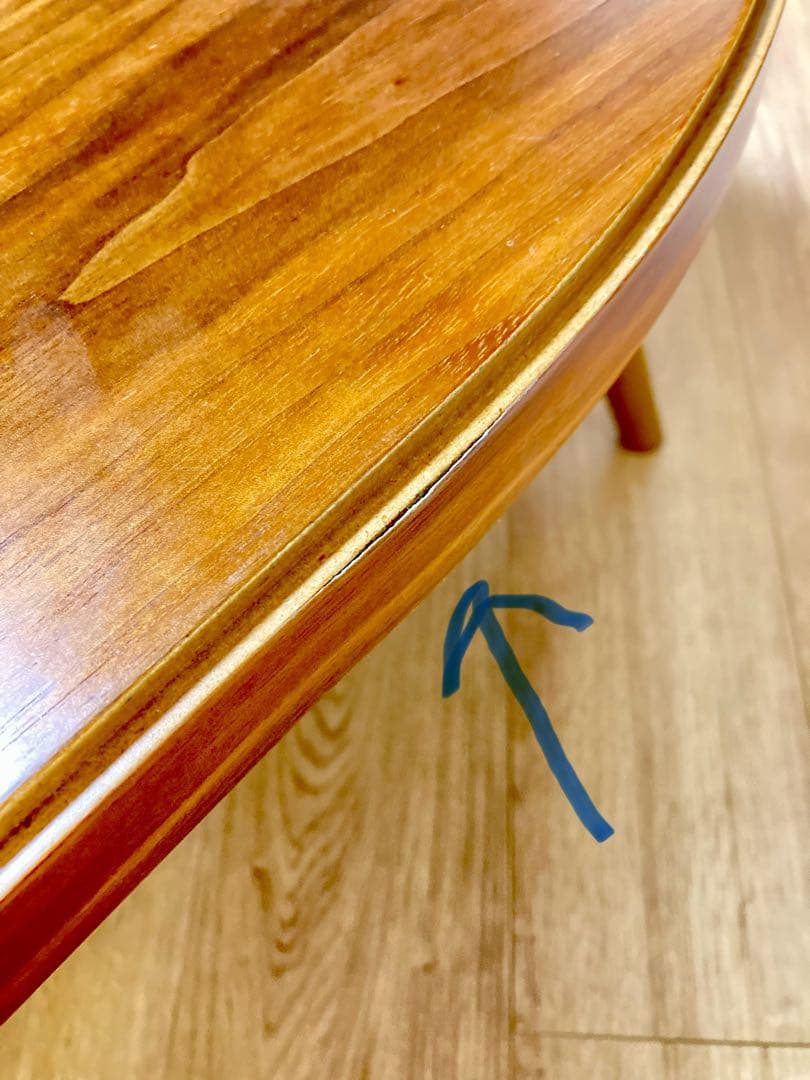 北欧/楕円形こたつ/木製/電気式/折りたたみ脚テーブル/取説付き