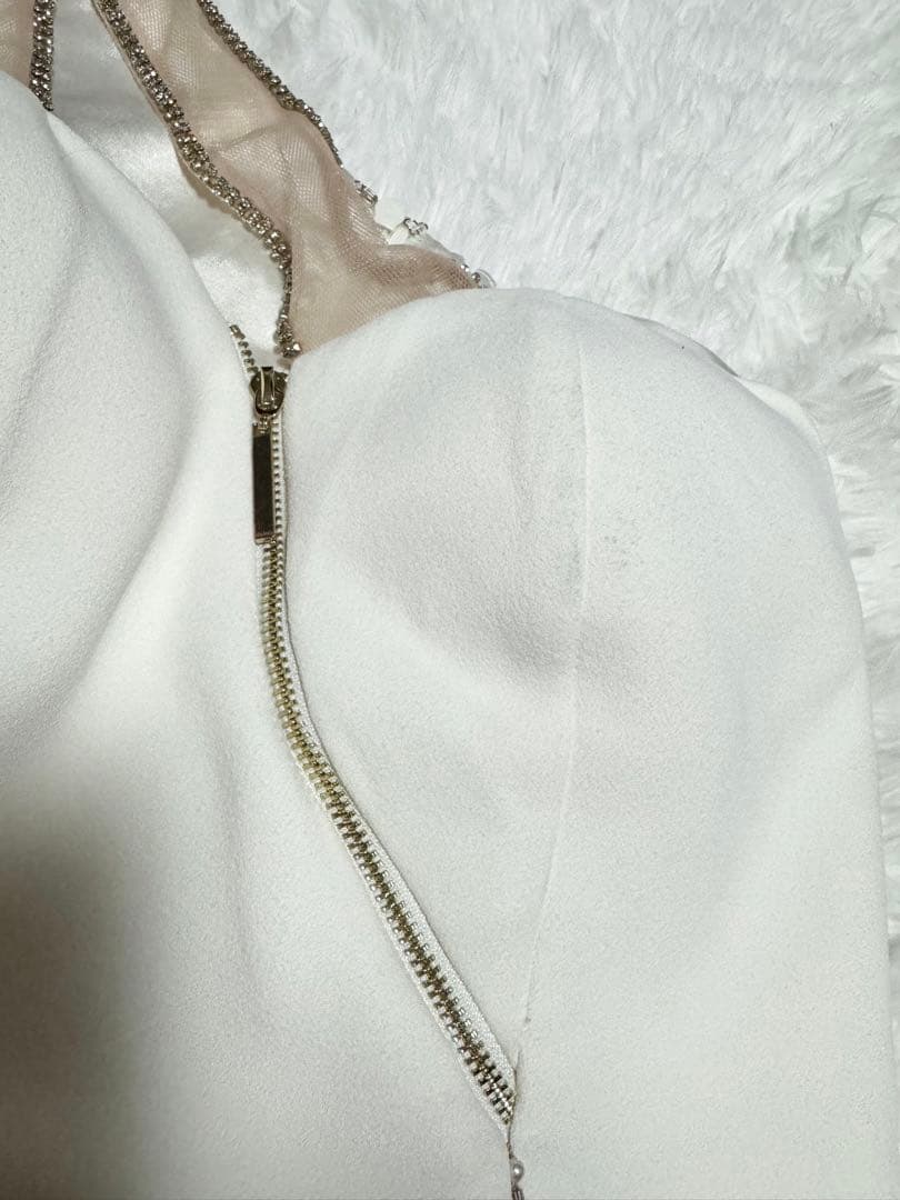 ROBE de FLEURS Glossy スリット　白　M ロングドレス