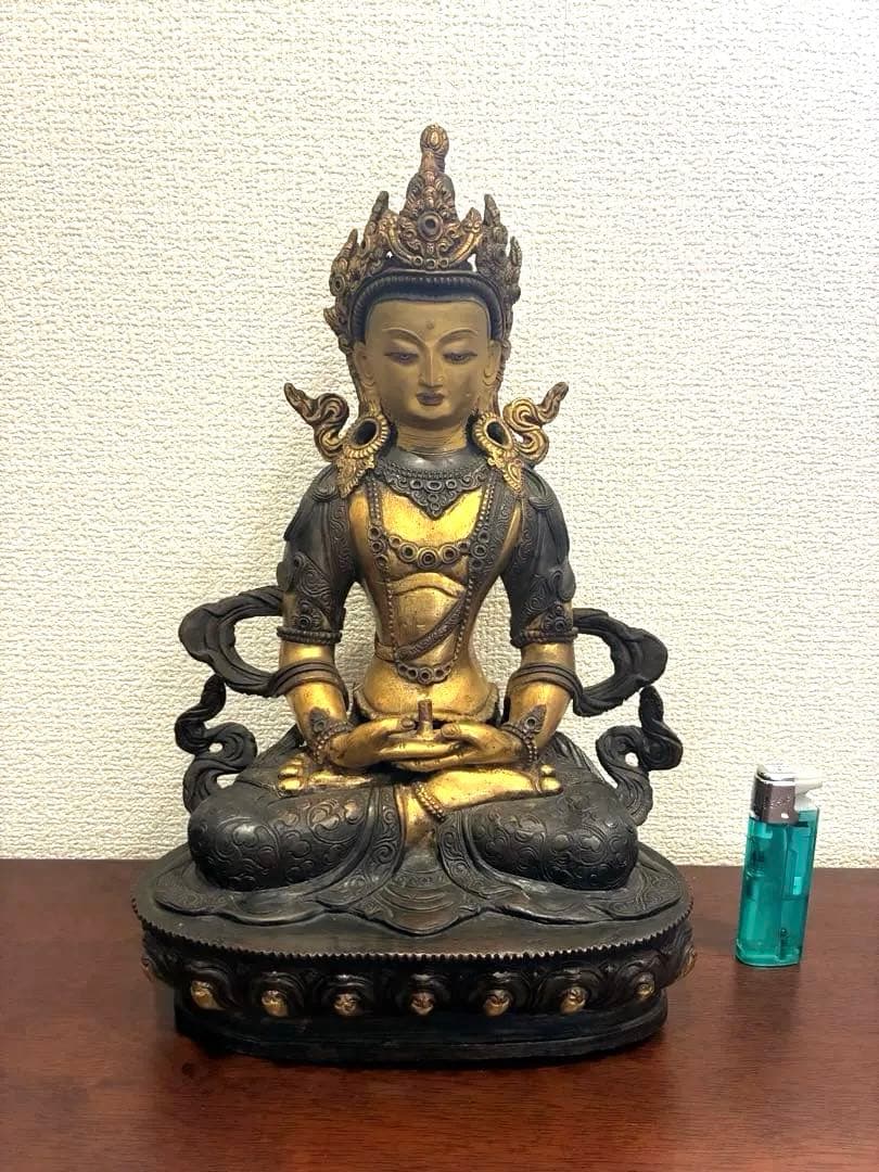 チベット　ネパール　無量寿仏坐像　仏像　金銅仏